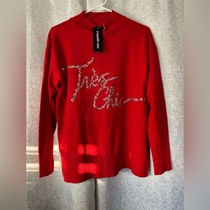 Karl Lagerfeld Red 'Tres Chic' Sweatshirt